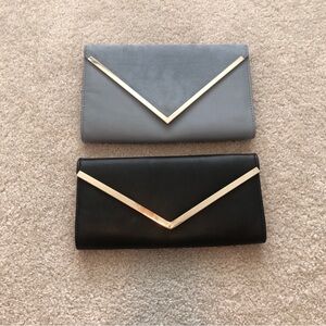 ALDO Convertible Clutch & Crossbody Purse Bundle Black & Blue With Chain Straps